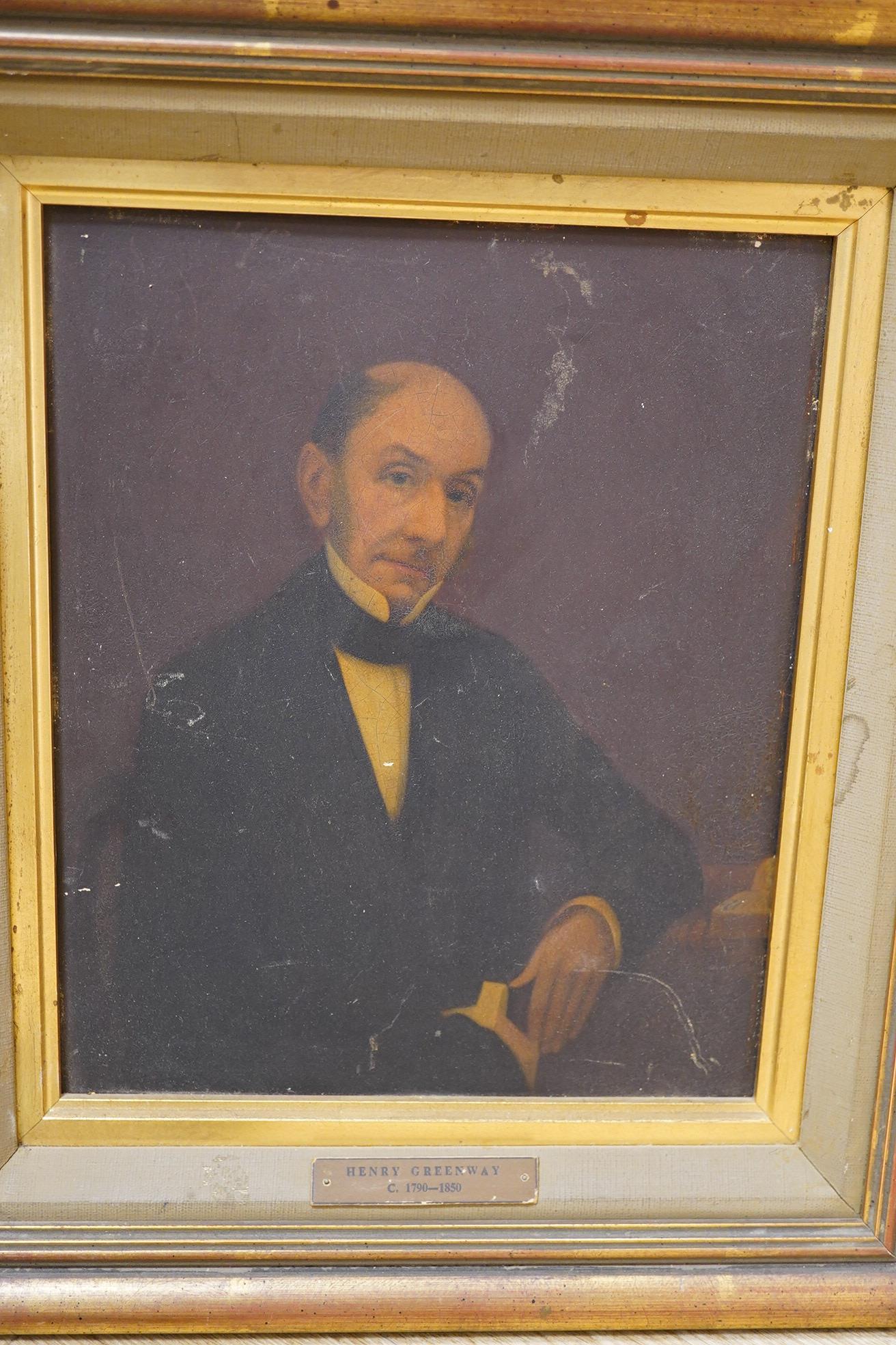 An archive of the Greenway family including a miniature on ivory of James Greenway RN, in naval officer’s uniform, enclosing a lock of hair to the reverse, together with another miniature on ivory of a gentleman, a board